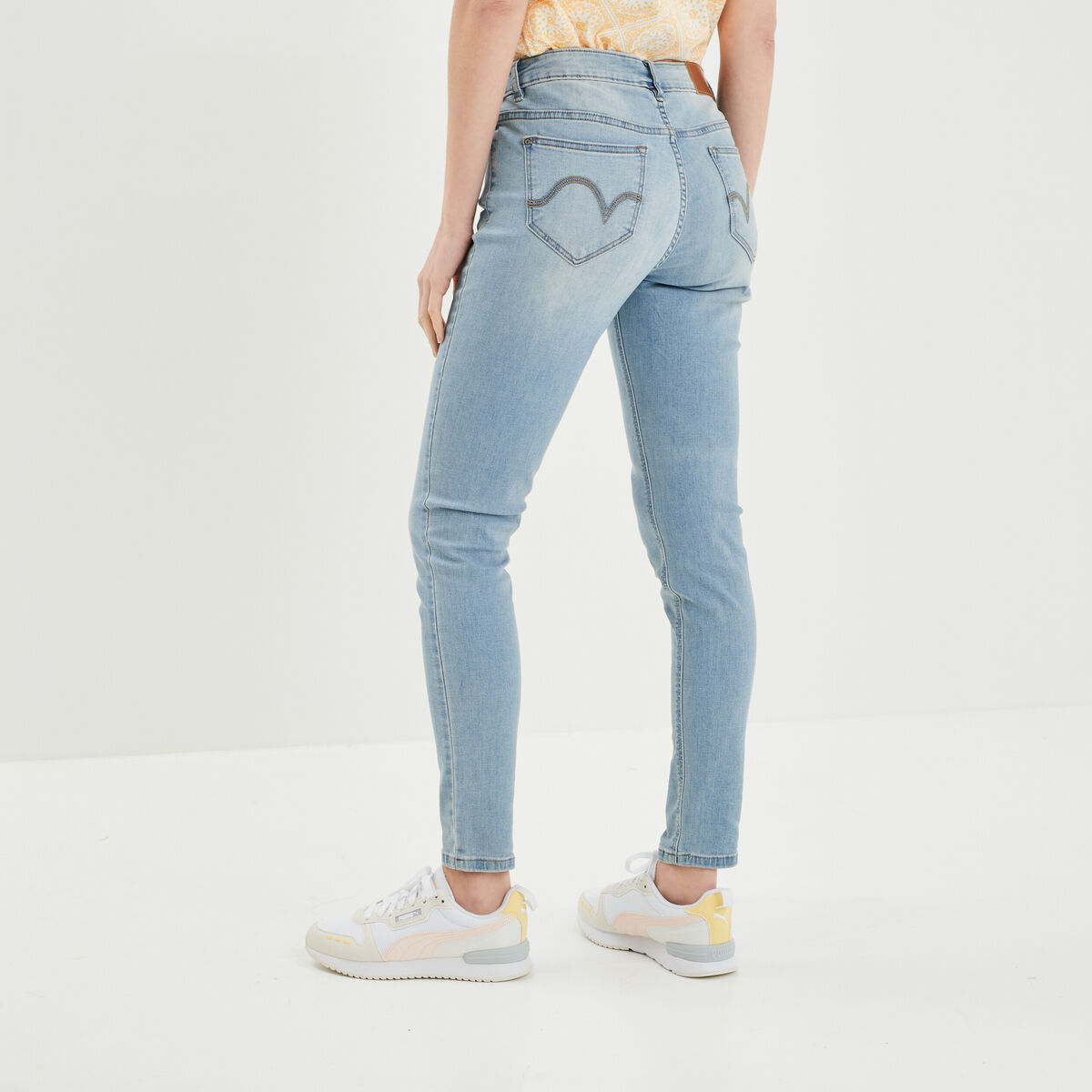 Jeans skinny taille basse denim double stone femme