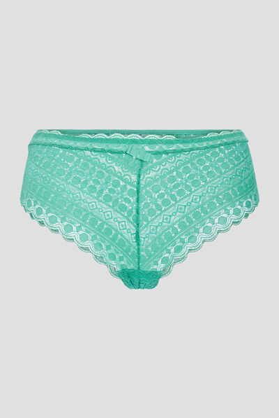 Shorty en dentelle vert femme