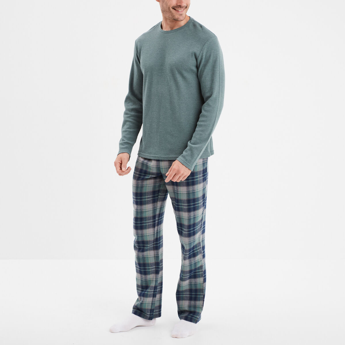 Ensemble pyjama manches longues 2 pièces vert homme