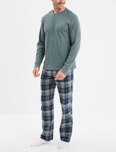 Ensemble pyjama manches longues 2 pièces vert homme