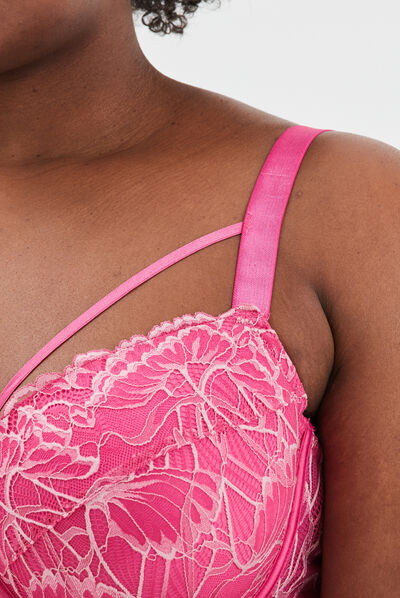 Soutien-gorge emboîtant dentelle rose fushia femme grande taille
