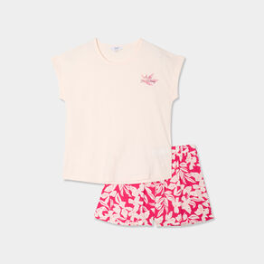 Ensemble pyjama short et t-shirt rose femme