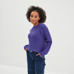 Pull côtelé col rond manches longues violet femme