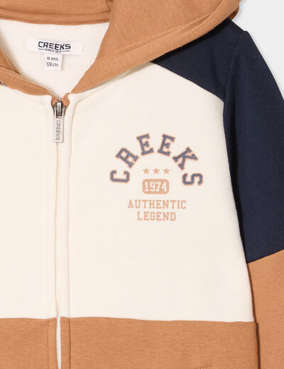 Sweat à capuche zippé Creeks camel garçon