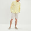 Chemise manches longues lin mélangé jaune clair homme