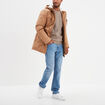 Parka mi-longue doublée à capuche taupe homme