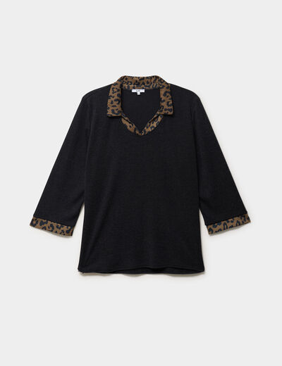 Pull effet 2-en-1 avec manches 3/4 vert kaki femme grande taille