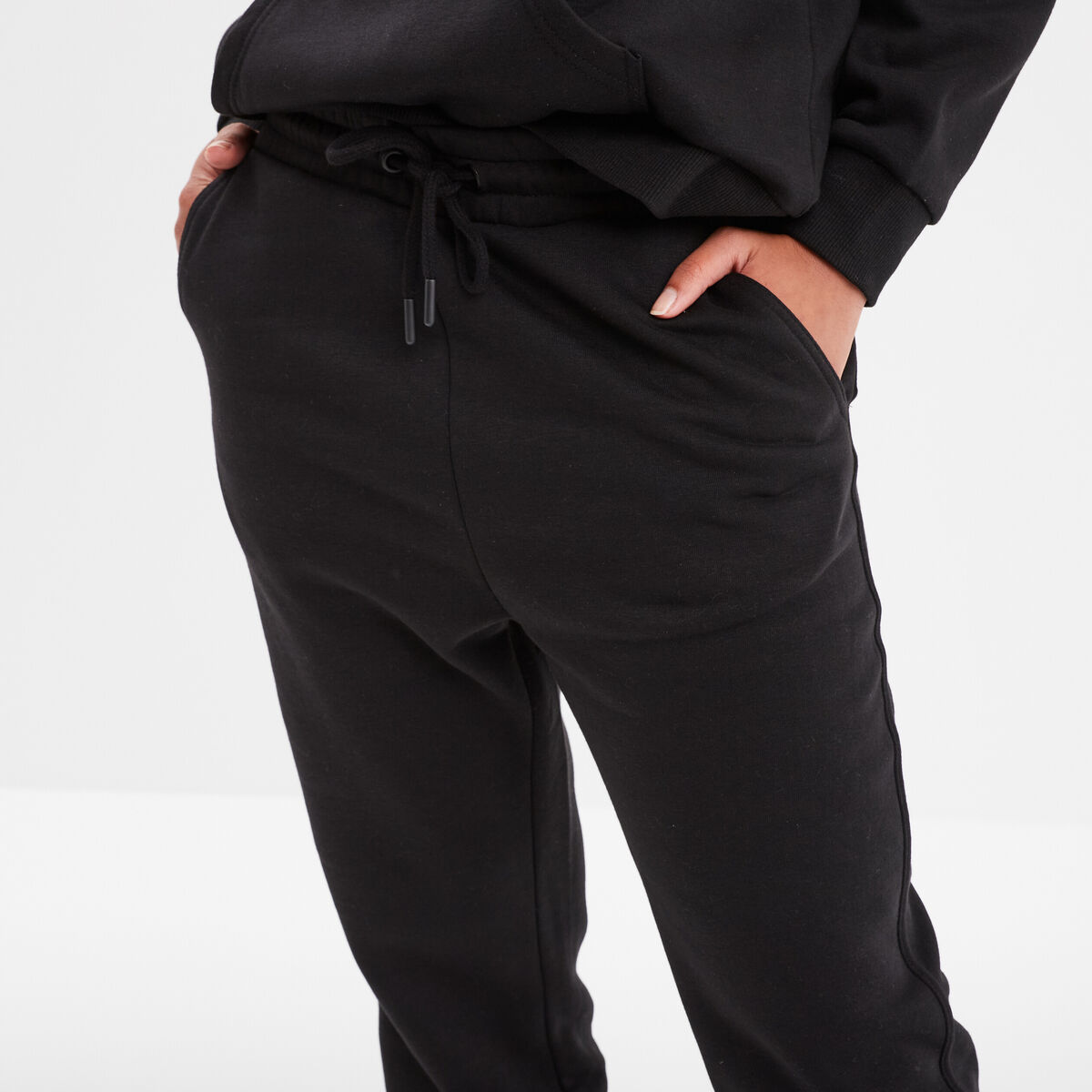 Pantalon De Jogging En Molleton Uni à Taille élastiquée F... Noir