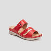 Mules compensées pied large rouge femme