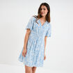Robe col en V taille smockée Creeks bleu ciel femme