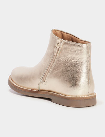 Bottines métallisées en cuir à franges jaune or fille