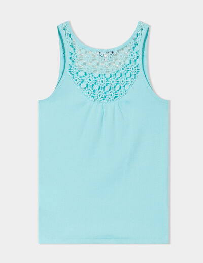 Débardeur côtelé dos macramé Creeks bleu turquoise fille