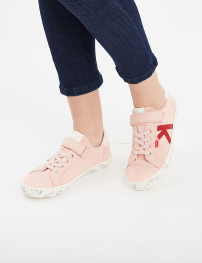 Tennis basses à scratchs Kickers Gody rose fille