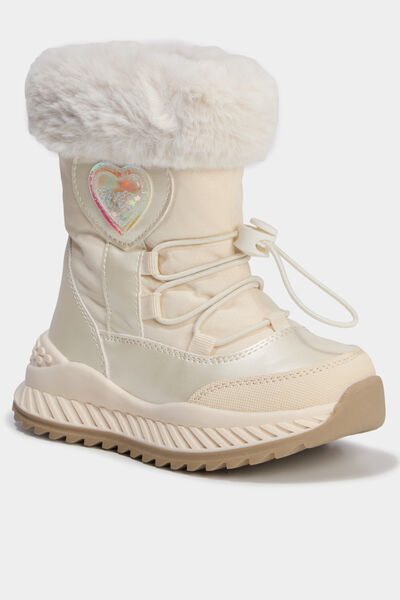 Bottes fourr&eacute;es avec d&eacute;tails perles creme fille