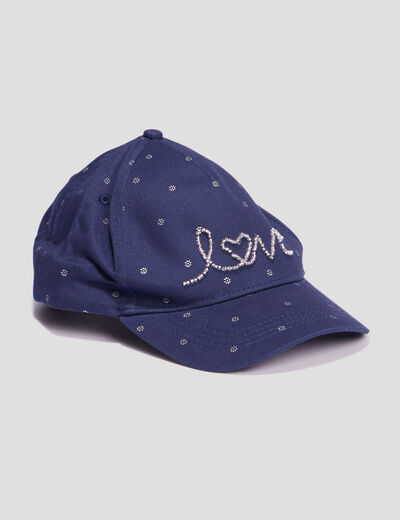 Casquette avec perles bleu marine fille
