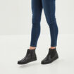 Bottines élastiquées en cuir noir femme