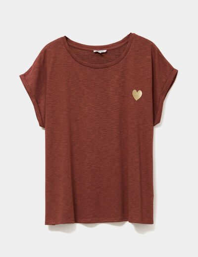 T-shirt manches courtes marron femme grande taille