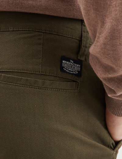 Pantalon chino slim stretch vert kaki homme