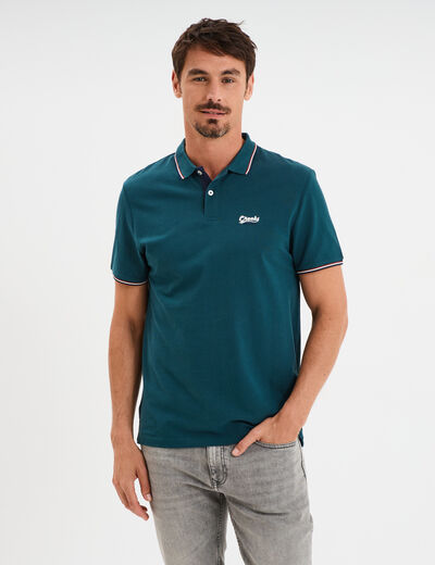 Polo avec broderie poitrine coton Creeks bleu canard homme