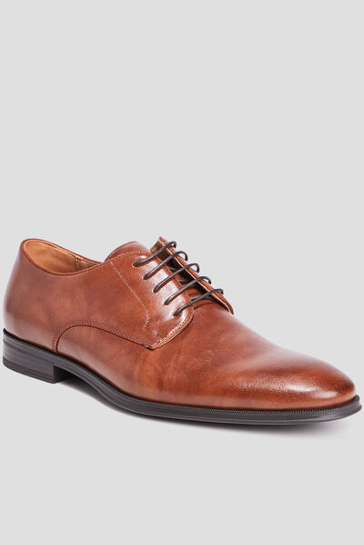 Derbies à lacets marron cognac homme