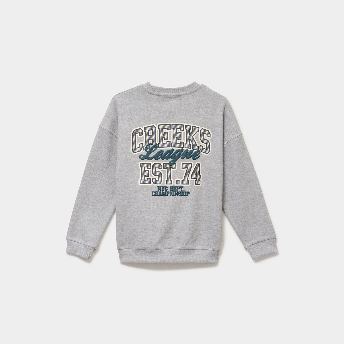 Sweat col rond manches longues gris clair gar&ccedil;on