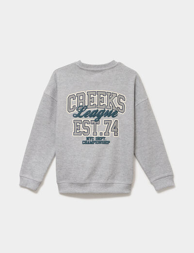 Sweat col rond manches longues gris clair gar&ccedil;on
