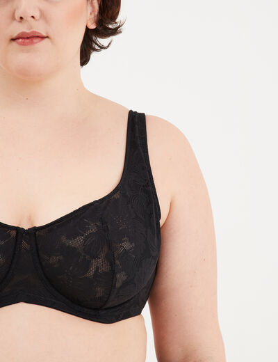 Soutien-gorge corbeille à dentelle noir femme grande taille