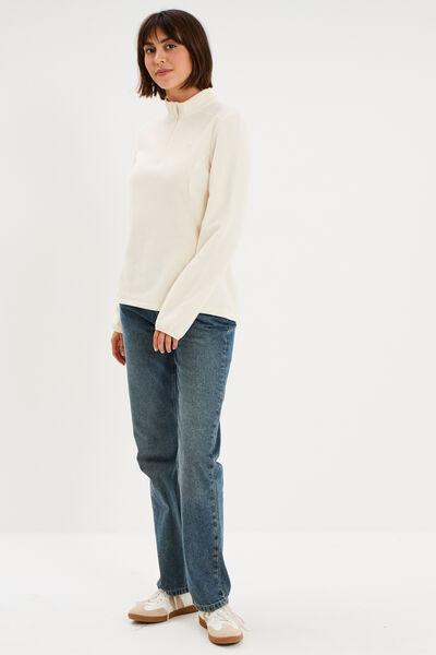 Sweat polaire col camionneur blanc femme