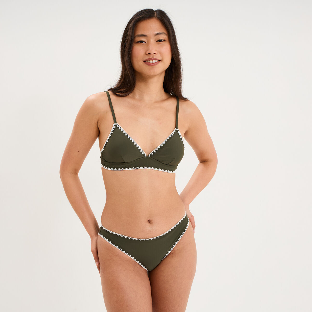 Haut de maillot de bain triangle vert kaki femme