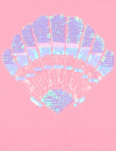 T-shirt à sequins manches papillons rose fluo fille