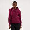 Pull col rond &eacute;charpe amovible rouge fonc&eacute; femme