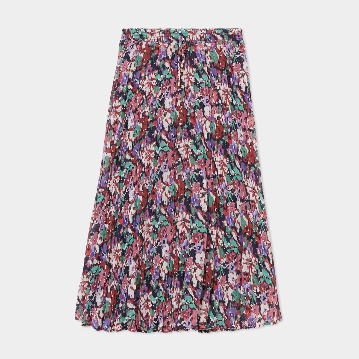 Jupe midi plissée patineuse multicolore femme