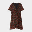 Robe col cache-coeur manches papillons camel femme