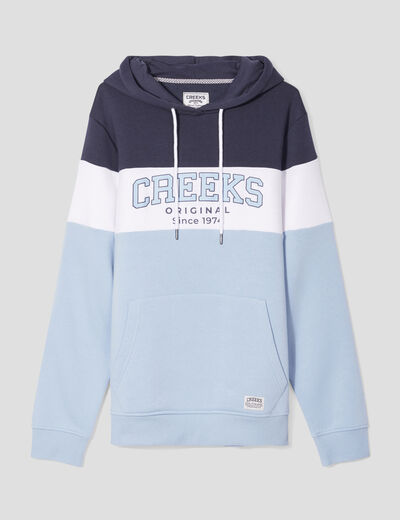 Sweat &agrave; capuche hoodie molleton Creeks bleu ciel homme