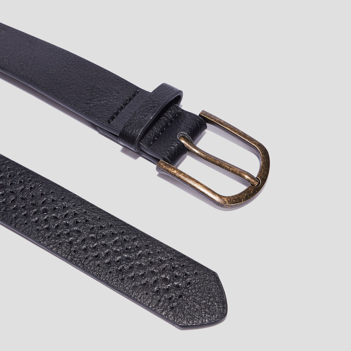 Ceinture perfor&eacute;e noir femme