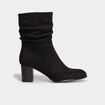Bottines pliss&eacute;es aspect daim &agrave; talons noir femme