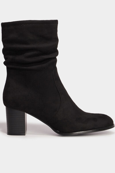 Bottines pliss&eacute;es aspect daim &agrave; talons noir femme