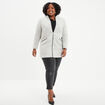 Manteau mi-long droit zippé col mao gris clair femme grande taille