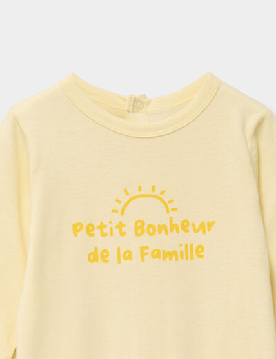 Dors-bien &agrave; manches longues coton jaune clair b&eacute;b&eacute;