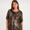 T-shirt sequins manches courtes loose couleur cuivre femme grande taille