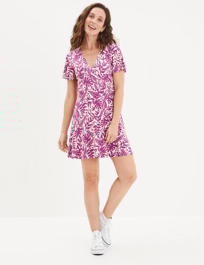 Robe patineuse manches courtes violet femme