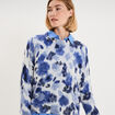 Pull col rond manches longues relax bleu clair femme