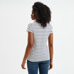 T-shirt ray&eacute; manches courtes ecru femme