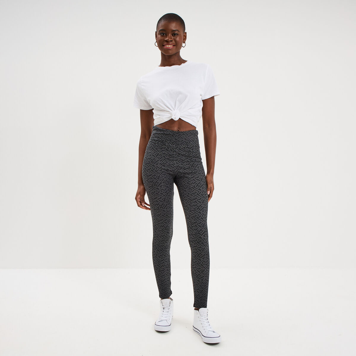 Legging taille haute coton noir femme