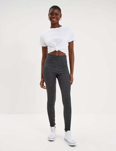 Legging taille haute coton noir femme