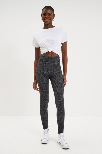 Legging taille haute coton noir femme