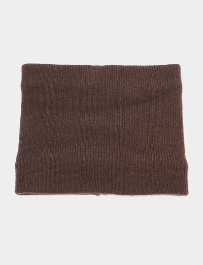 Tour de cou tricot&eacute; doubl&eacute; marron fonc&eacute; homme