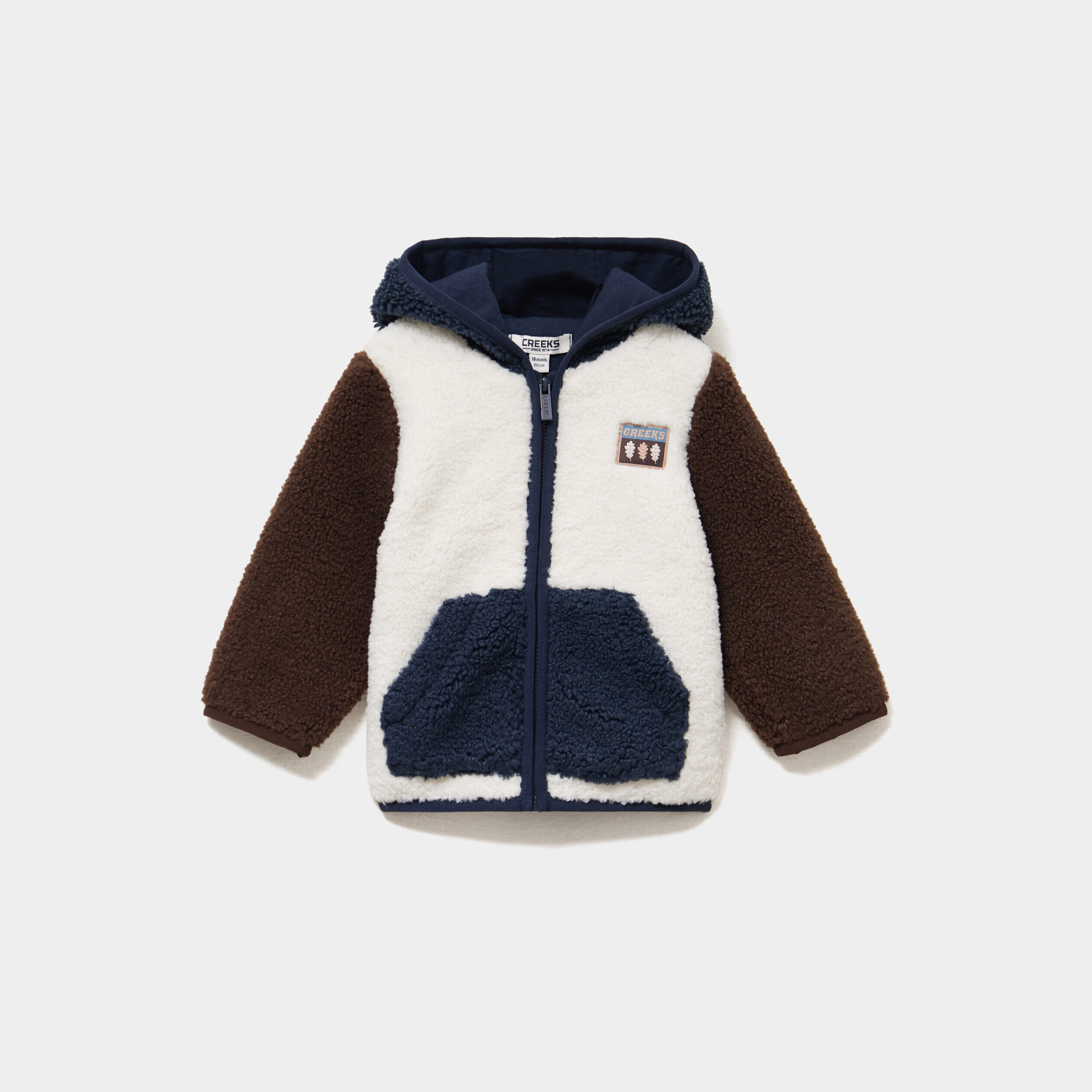 Gilet zippé effet polaire à capuche ecru bébé garçon CREEKS