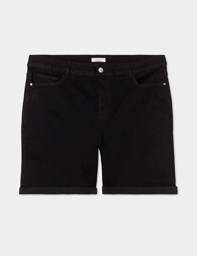 Bermuda ajusté taille haute noir femme grande taille