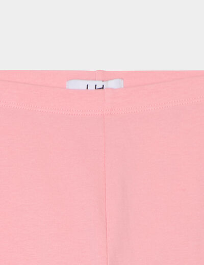 Legging cycliste coton taille élastiquée rose fille